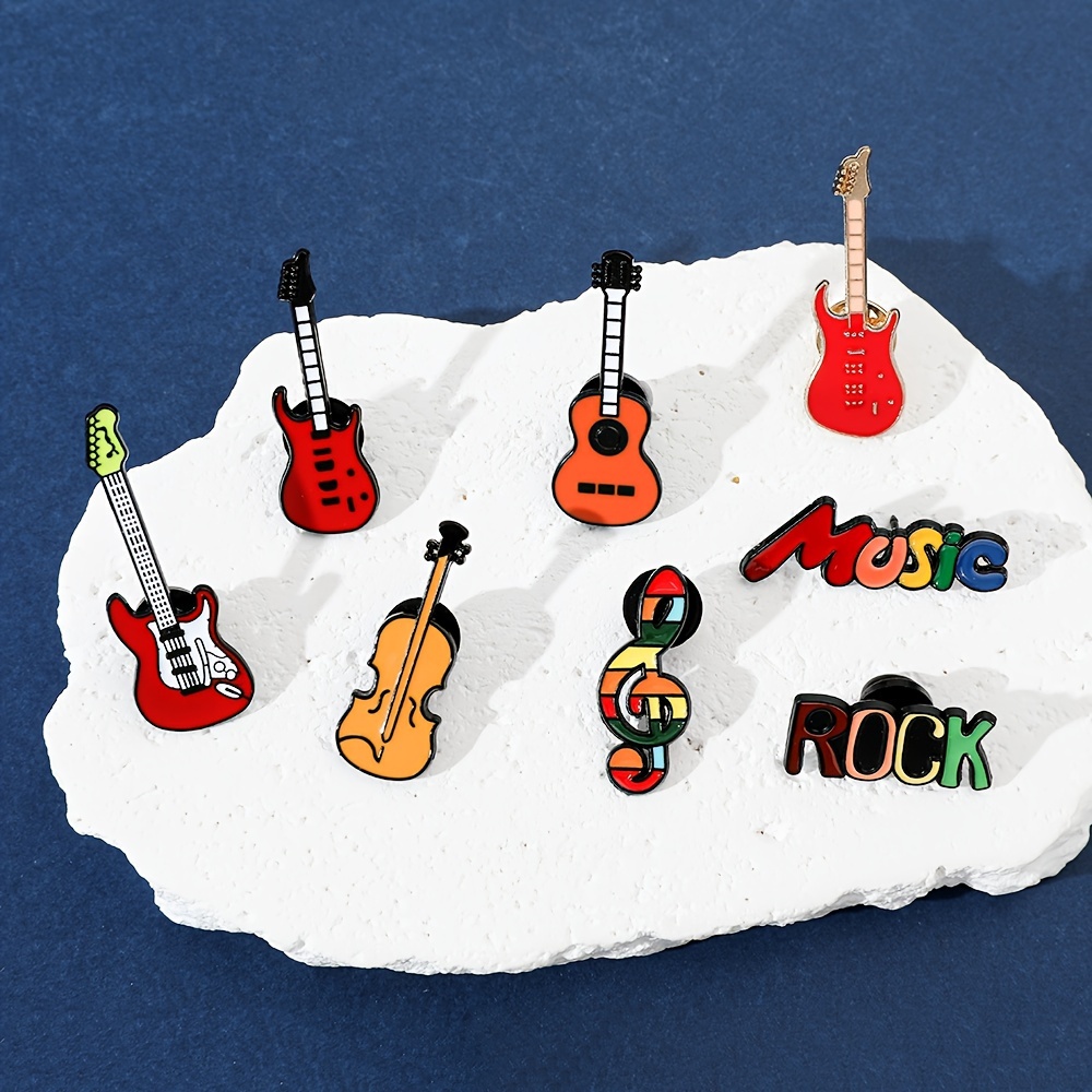 

8 Guitar Alloy Brooch For Men, Accessories For Outfits