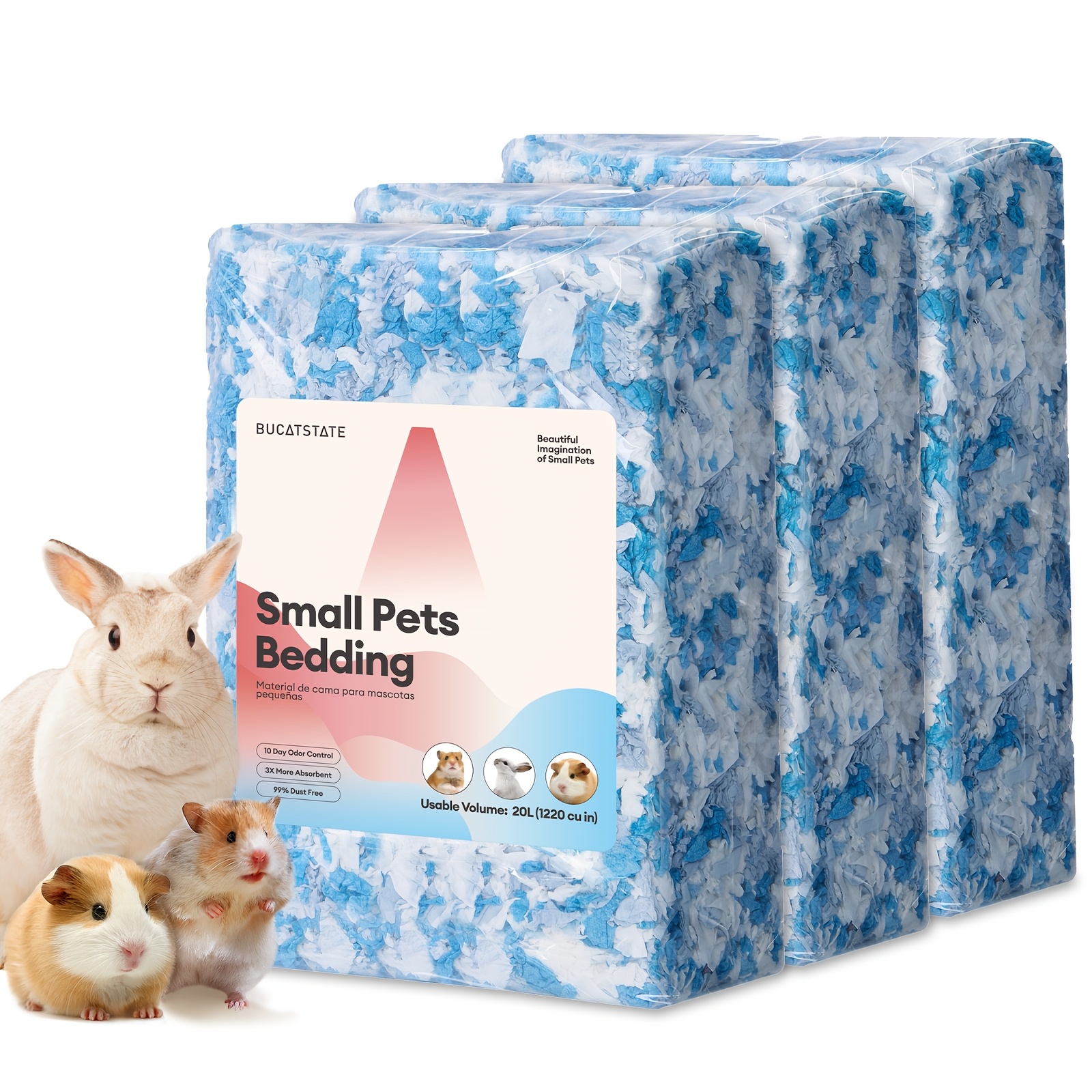 3pcs Small Pet Bedding, Dust-Free Odor Control Paper Substrate