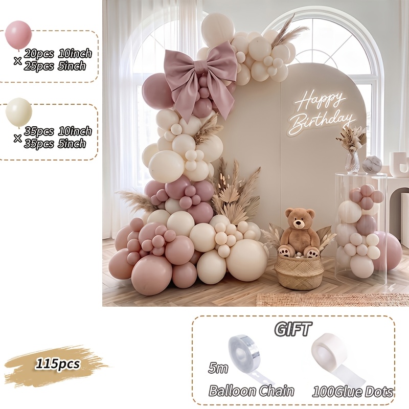 TEMU Kit di palloncini color , 115 pezzi, palloncini neutri, per decorazioni di festa di compleanno, baby shower, sfondo per feste nuziali