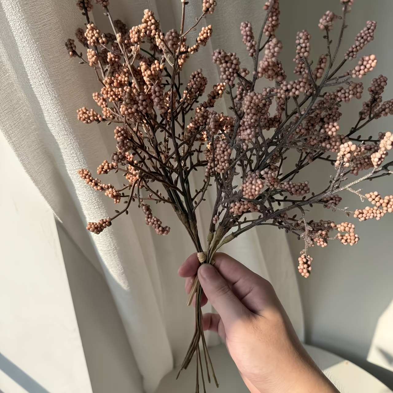 TEMU 10 stuks Kunstmatige Hulstbessen Takken, Thanksgiving Herfst Kerst Feestdagen Decor, Huisdecoratie, Bloemstuk