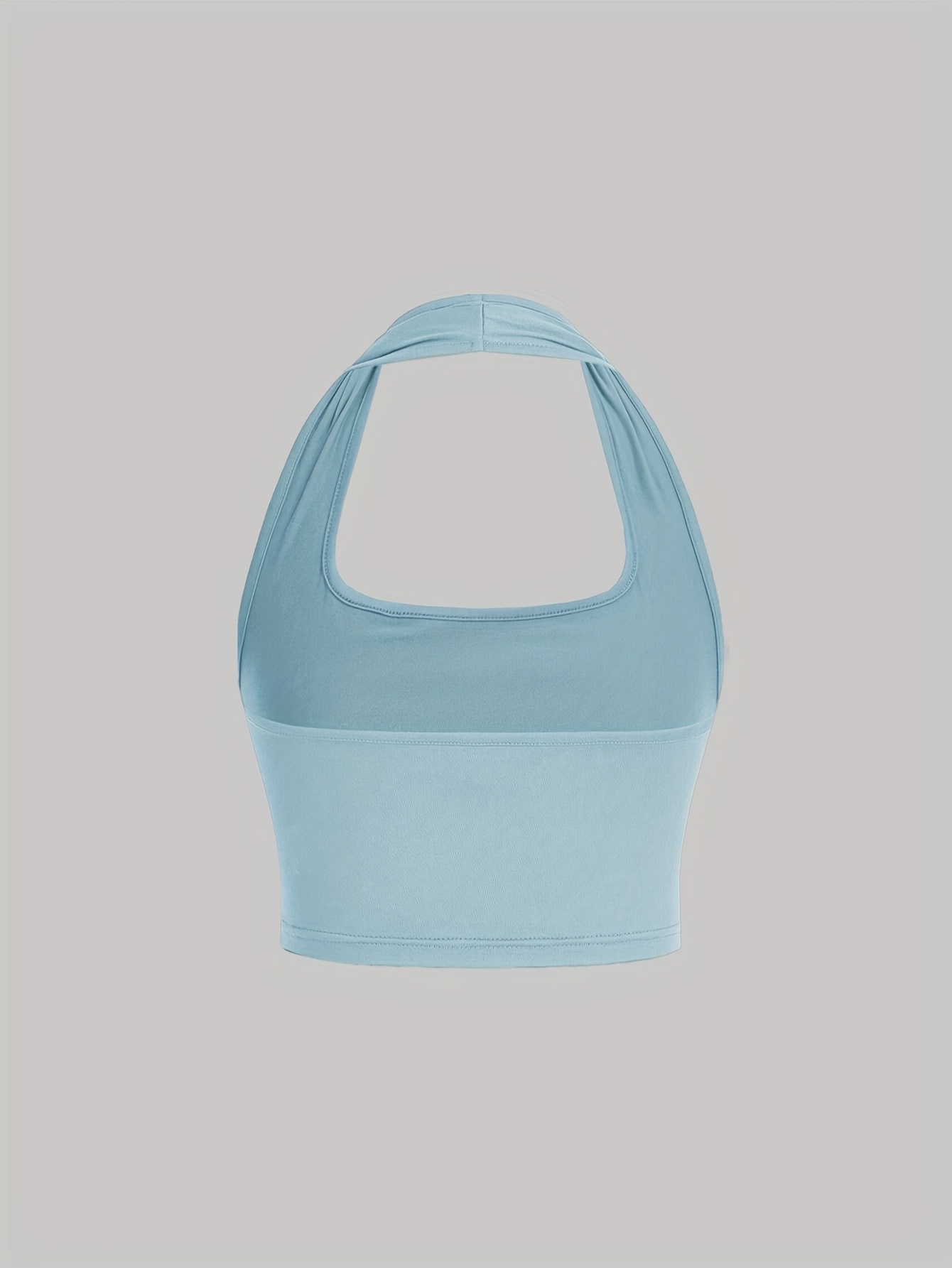 Women's White Halter Neck Sports Crop Top - Stretchy Breathable Backless Tank Top for Summer Workouts & Casual Wear, Machine Washable Sleeveless Shirt, Gym Apparel, Smooth Texture