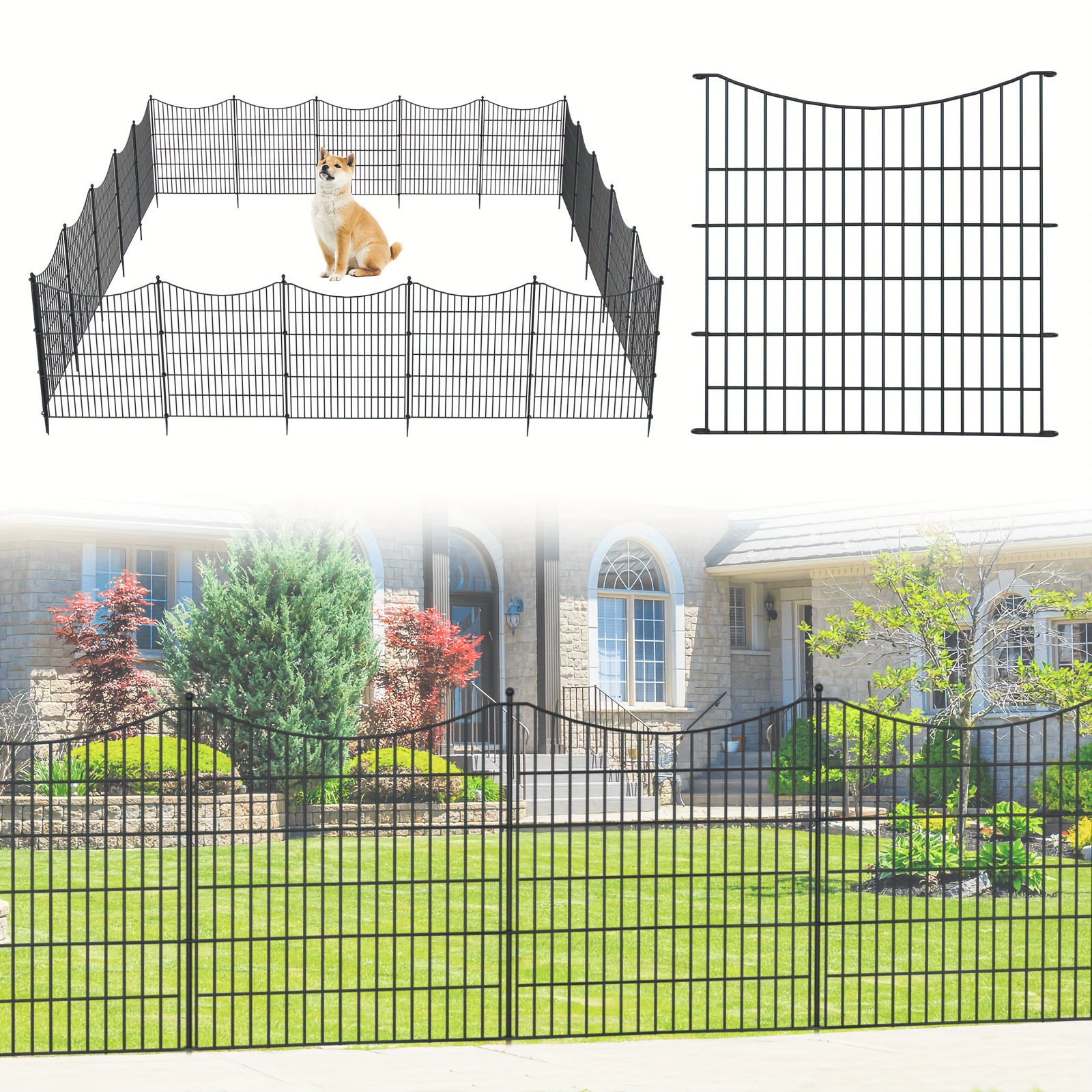 

Decorative For , Rustproof Metal For Dog, , And Stakes, 10 Panels, 32 In (h) X 23.6 Ft (l)