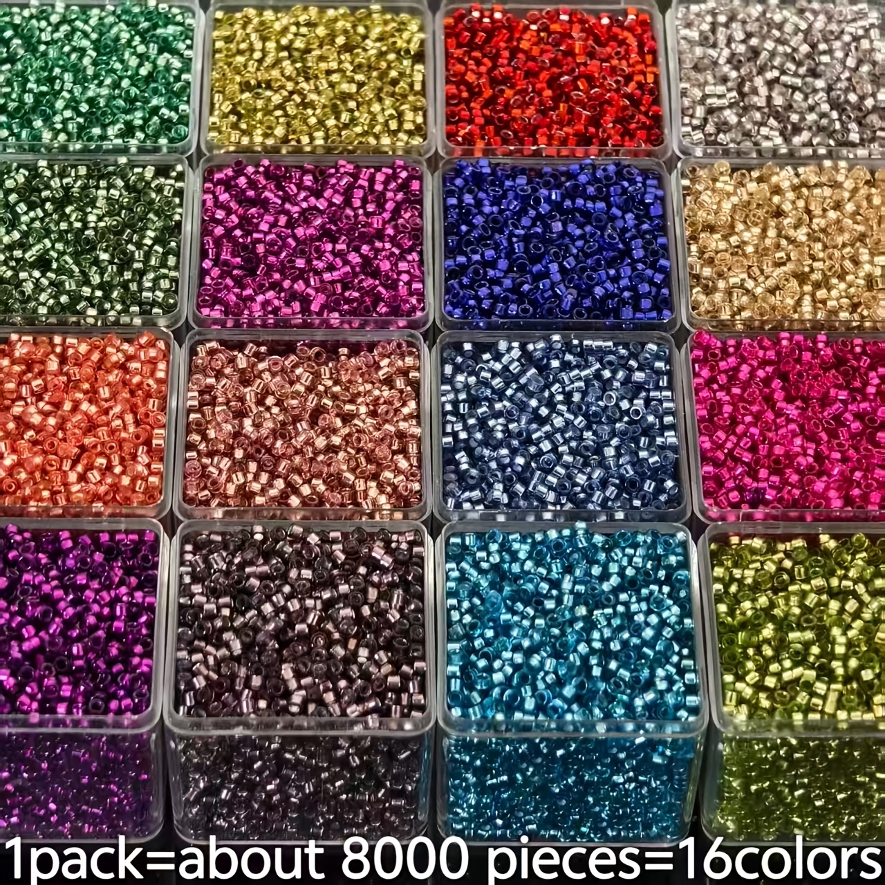 E-shop 8000 Stück 16 Farben 2,5 mm Hochwertige Glas-Perlen Dekorationen, Böhmischer Stil Geeignet für Armbänder, Halsketten, Kleidung Stickerei