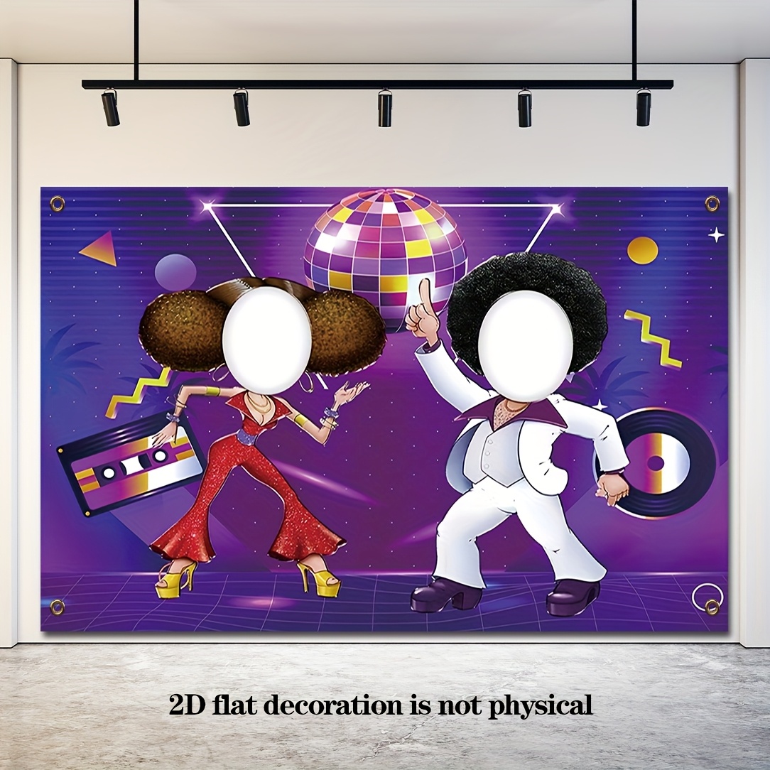 TEMU 2d Flat, 2d Flat - 2d Flat, 2d Flat - 2d Flat Banner 1pc 43.3x70.8inch 70s Disco Party Banner Pretend Play Party Game Backdrop Retro Disco Ball