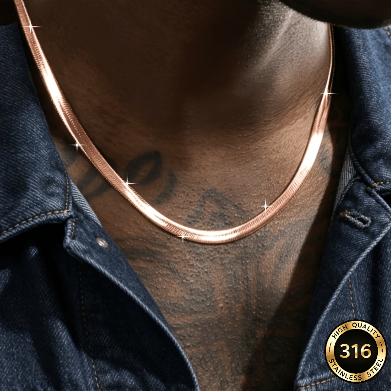 Men's 4mm Rose Gold Snake Chain Necklace — Fashionable Gift