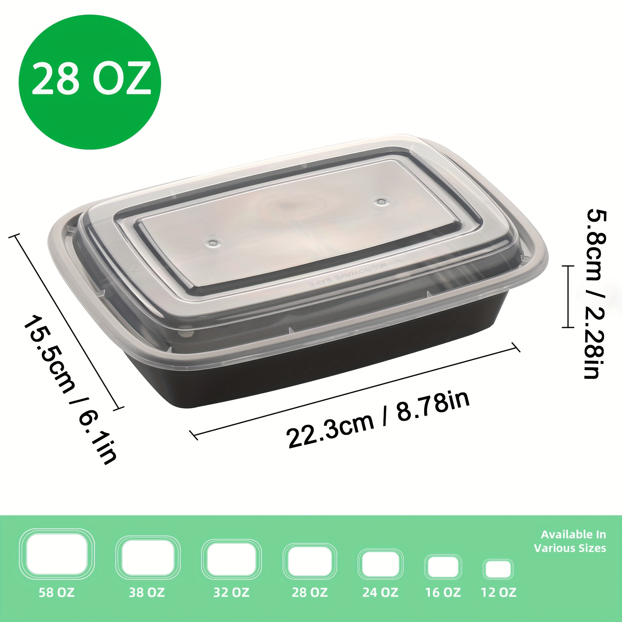 TEMU 100pcs (50 Containers And 50 Lids), Meal Prep Containers With Lids, Plastic Food Containers, Lunch Containers, Disposable Takeout Containers,