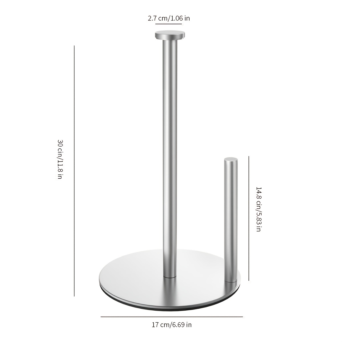 TEMU 1pc Modern Countertop Paper Towel Holder | Sturdy Black Metal Stand (with Side Arm) | One-hand Tear Design | Compatible With Standard & Jumbo