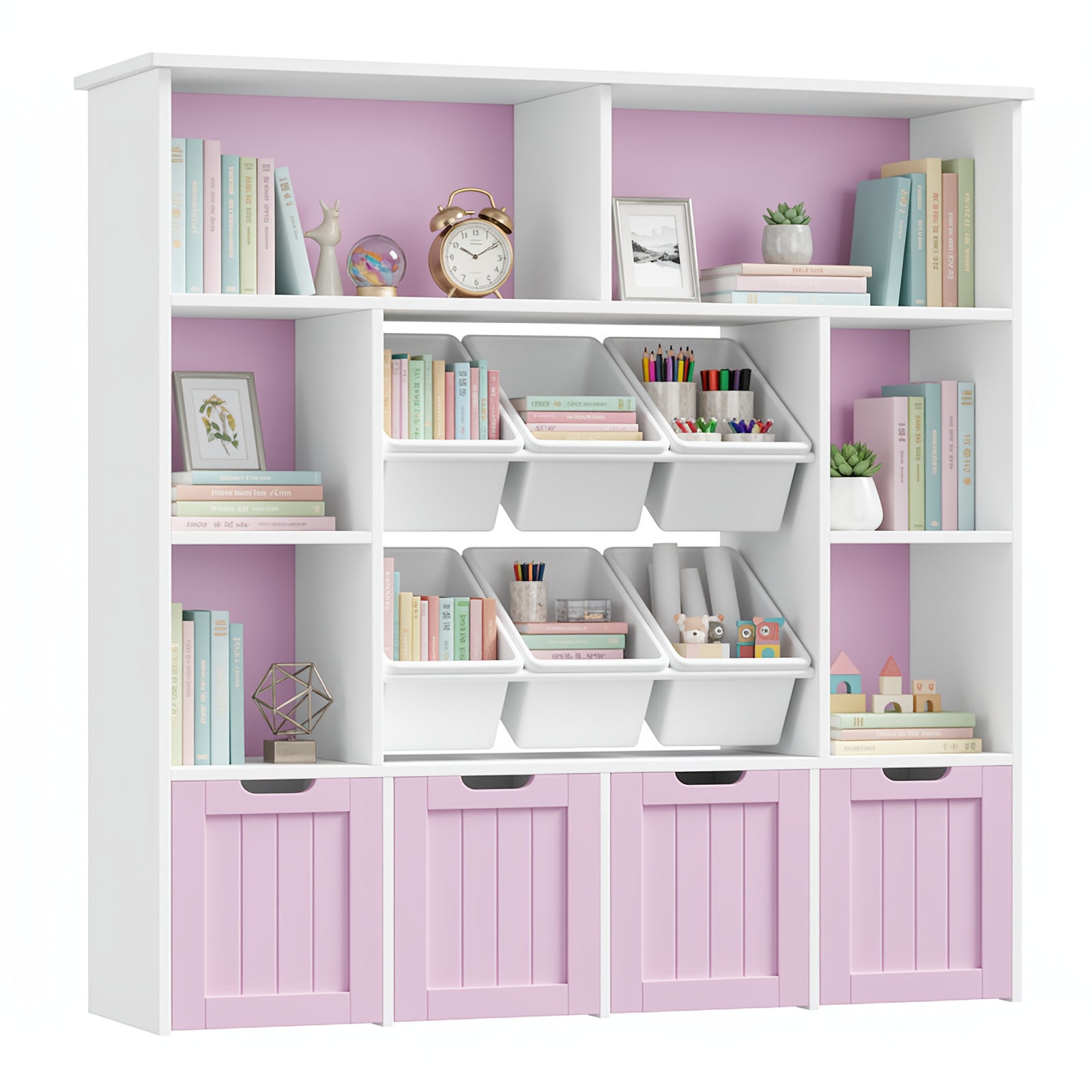 Kealive Mobile With 6-tier Bookcase & Chest Of Drawers - Bookshelf Suitable For,, Office, Assembly, Removable Boxes, Open Shelves And Drawers With Rolling Compartments