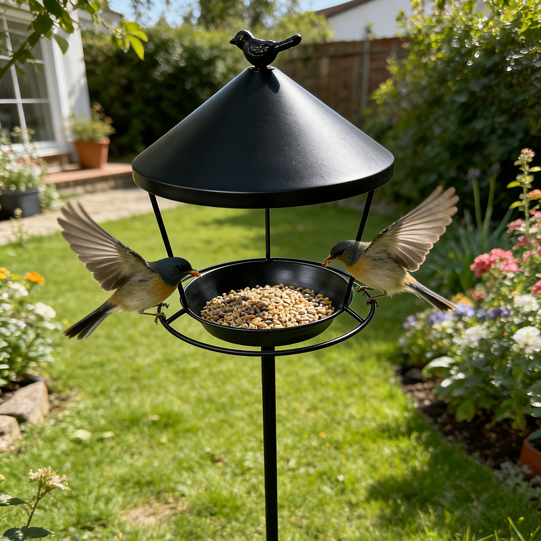 Image of An Courtyard Ground Insert Bird Feeder Outdoor Wild Bird Feeder Plug-in Outdoor Courtyard Plug-in Decoration Outdoor Ornaments