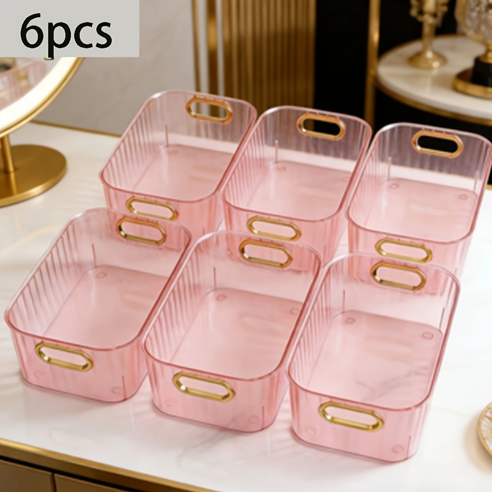 TEMU Plastic Desktop Storage Box With Built-in Handle And Lid, Multi-compartment Design, Art . Suitable For Storing Cosmetics, Bedroom Items, And