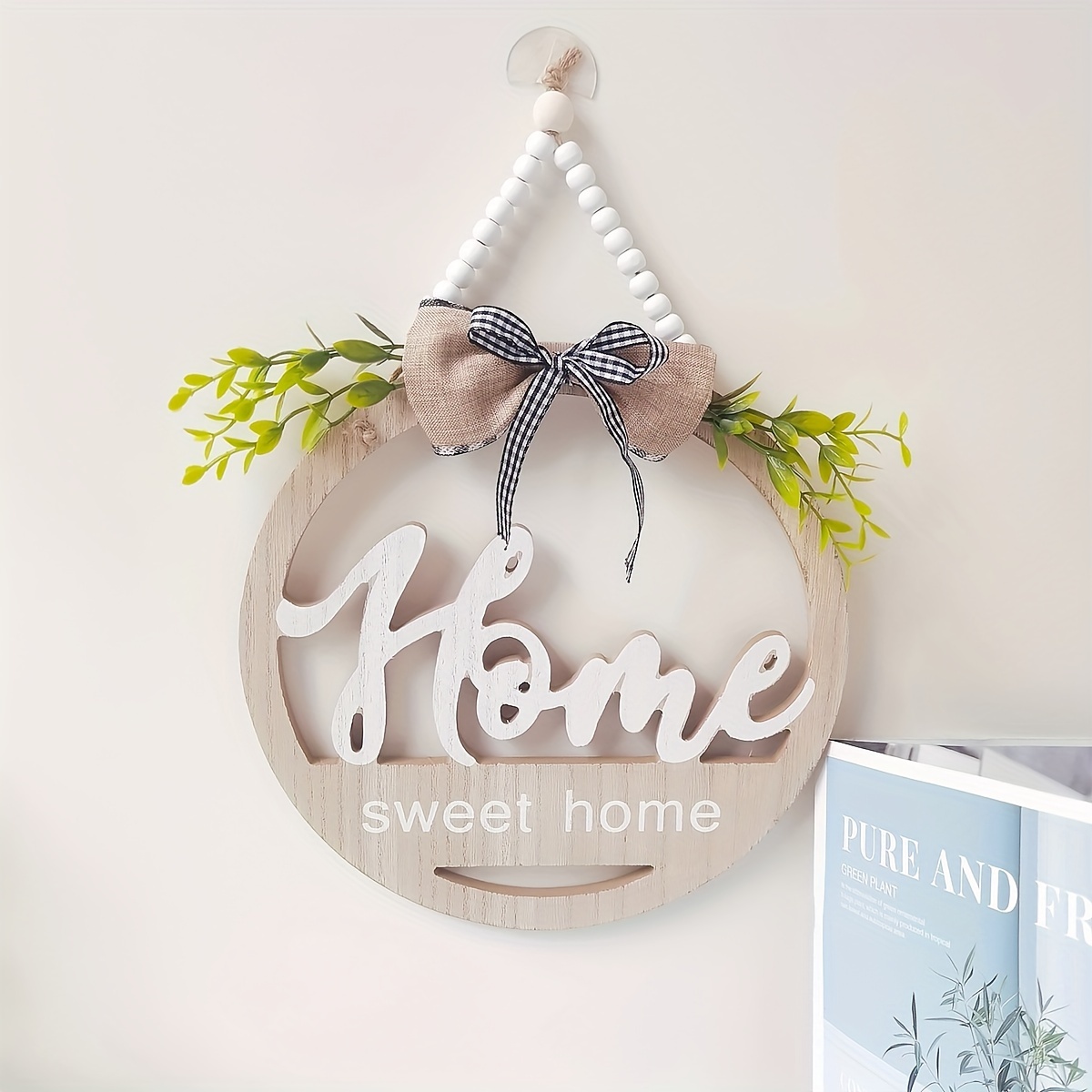 

1pc, Circular Wooden Sign On The Front Door, Hanging Welcome Sign, Spring Welcome Sign On The Farmhouse Porch, Decorative Door Sign, And Warm Home Decor