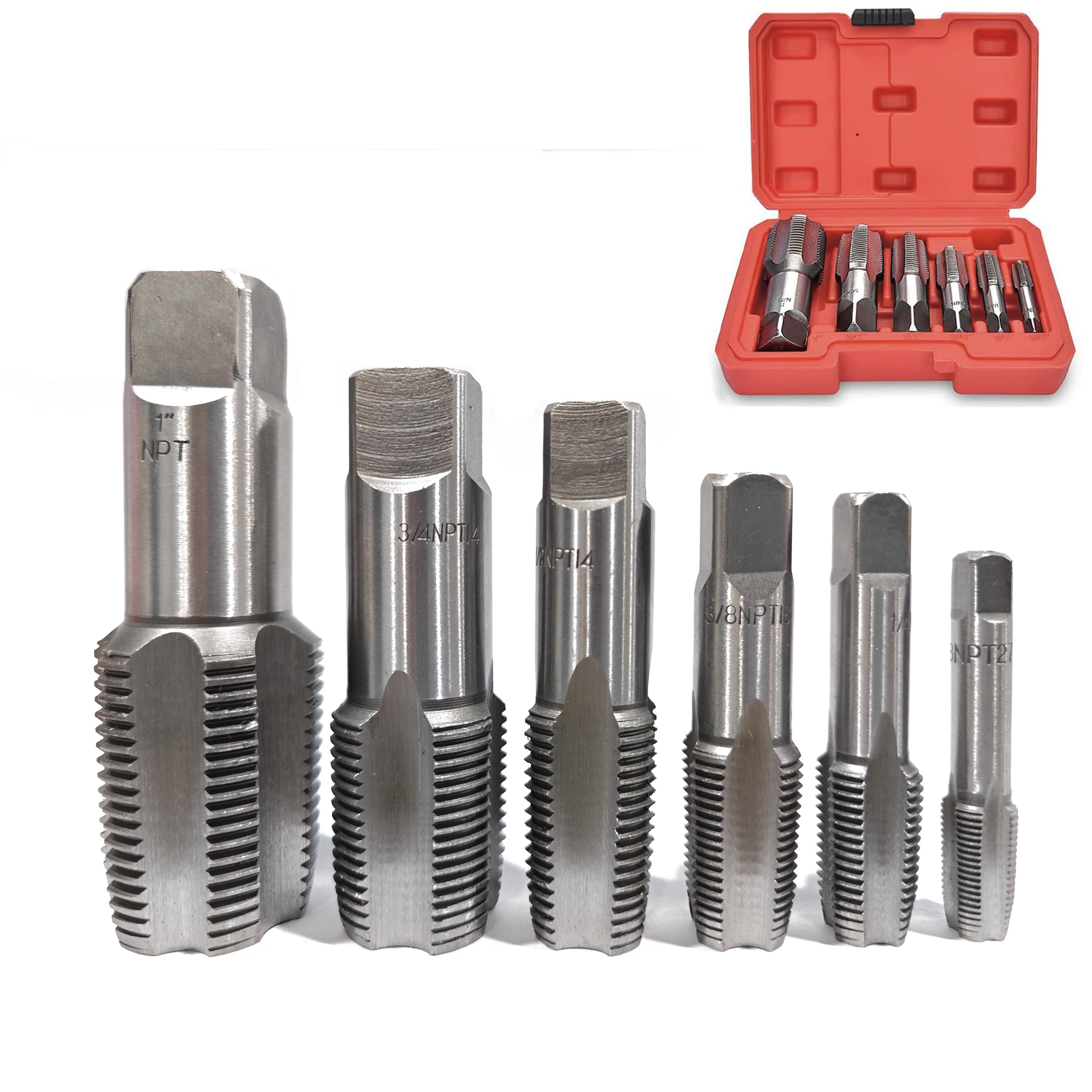 

5-piece/6-piece Npt Thread Restoration Tap Set - Alloy Pipe Thread Repair Kit For Clearing Blockages Or Rebuilding Damaged Threads (sizes 1/8", 1/4", 3/8", 1/2", 3/4", 1") With Convenient Storage Case