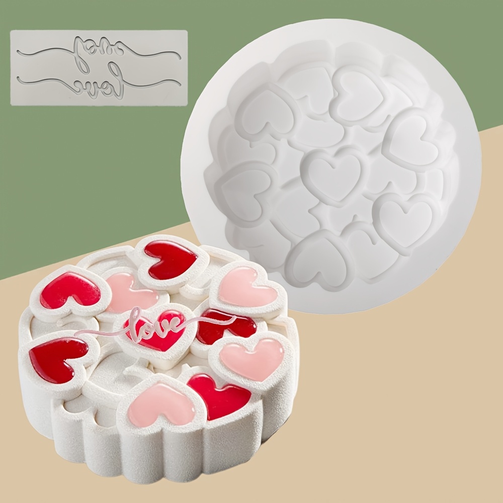 

2pcs Valentine's Day Silicone Cake Mold Set, Round Tiered Heart-shaped Mousse Cake Pan, Chocolate Love Decorating Tools For Dessert Baking, Manual Craft Mold For Holiday Desserts