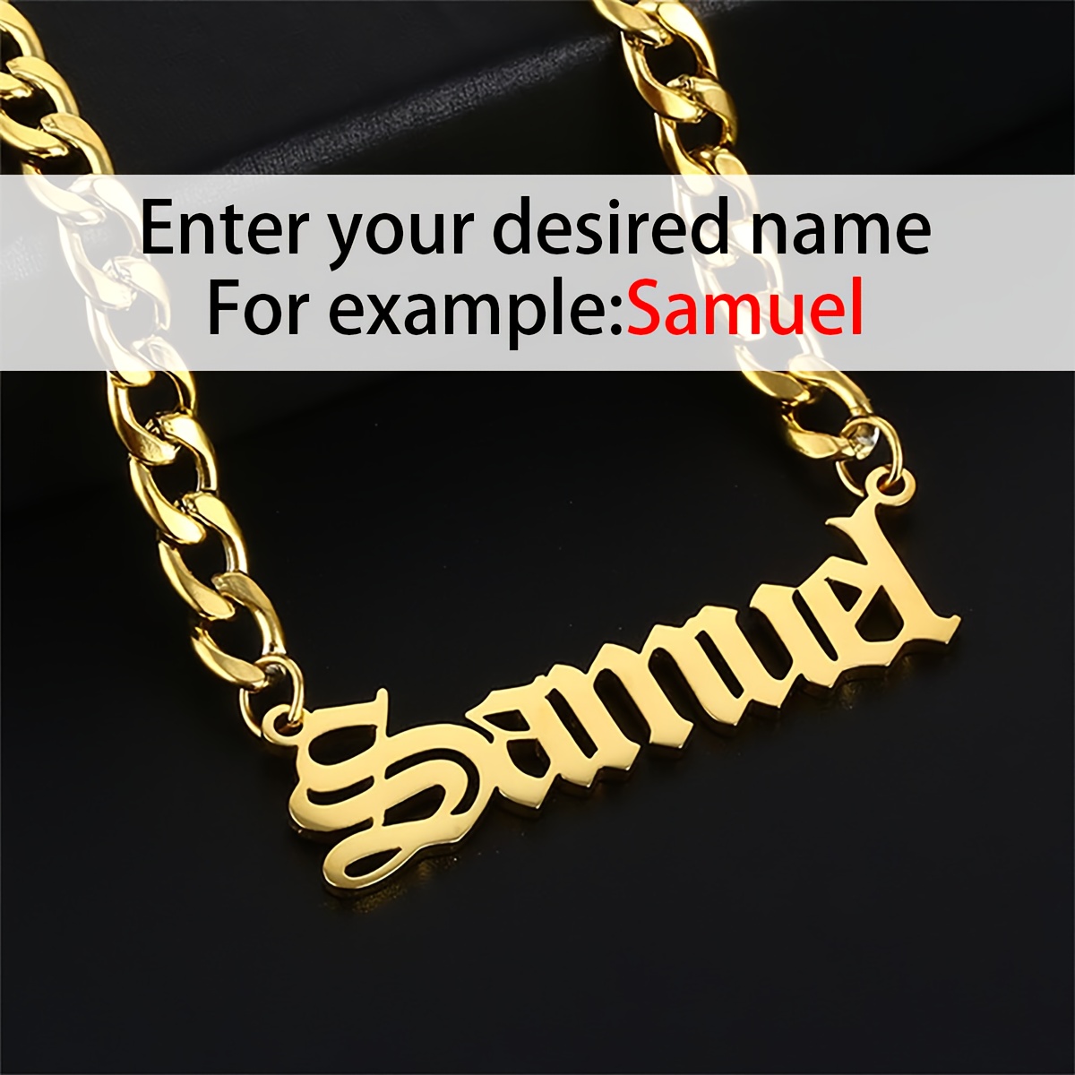 E-shop Personalisierte Dicke Kubanische Gliederkette | 304L Edelstahl | Individueller Name Dicke Kubanische Kette | Herrenmode Kubanische Halskette |