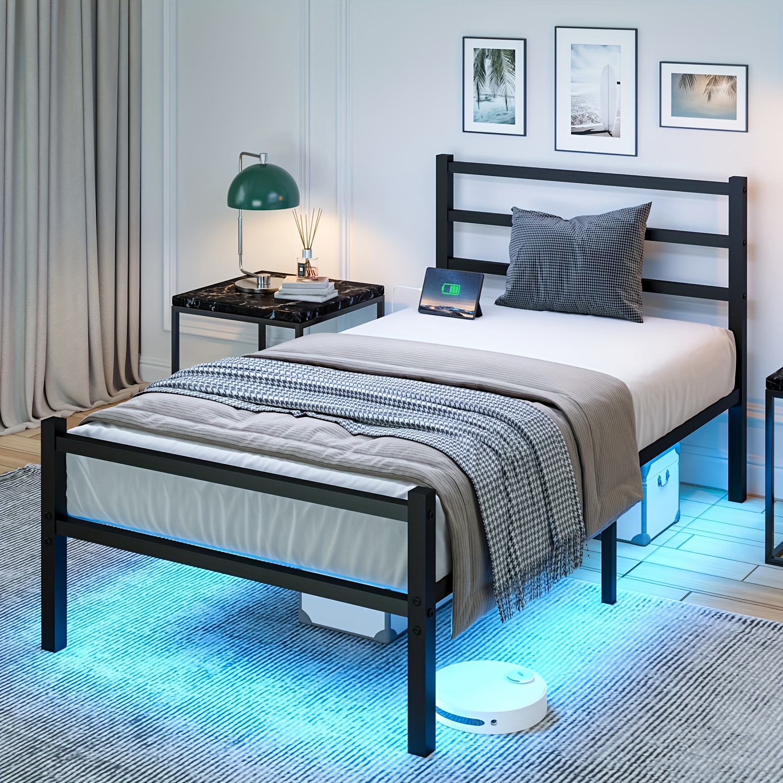 

Twin Bed Frame, Metal Platform Bed Frame With Headboard And Footboard, Heavy Duty Steel Slats, No Noise, Easy Assembly