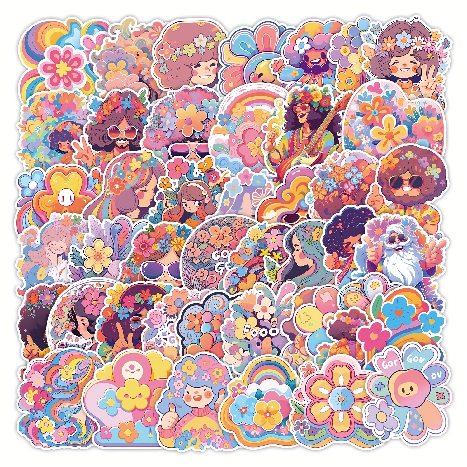 Peace Love Hippie Stickers 8 Patterns Self adhesive Seals - Temu