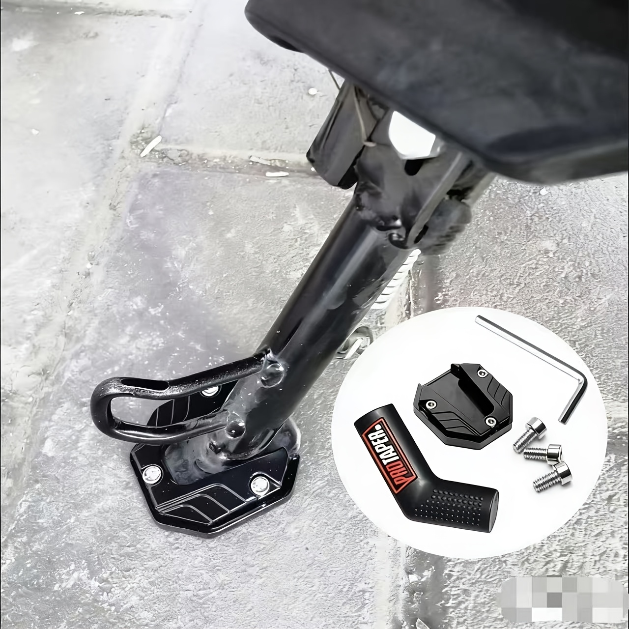 TEMU Motorcycle 6pcs Set Support Mat: Anti-slip Side Support Mat, Aluminum Alloy Footrest Plate, Durable And Enlarged Auxiliary Block, Footrest With