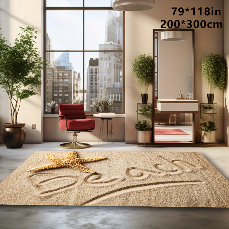 

1pc Beach Starfish Pattern Carpet, Area Rug, Soft Carpet, Machine Washable, Non-slip, Office Entrance Door Mat, Decorative Carpet For Hotel Cafe Shop, Restaurant Floor Mat