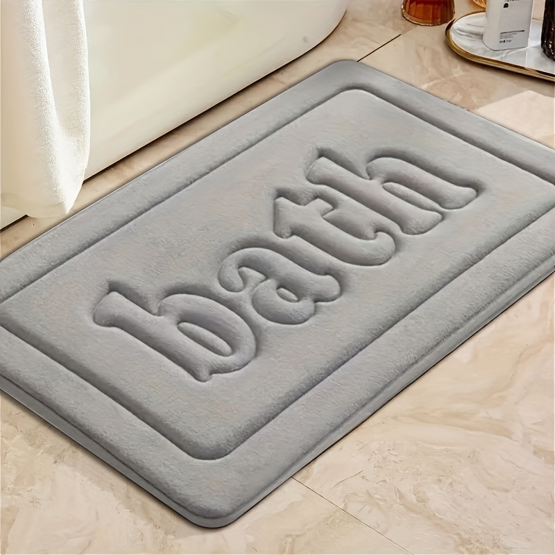 

1pc Quick-dry Memory Foam Bath Mat, Non-slip Floor Rug, Ideal For Kitchen, Bathroom, Bedroom, Living Room - Coral Fleece Knit Fabric, 520gsm, 1.5cm Thickness