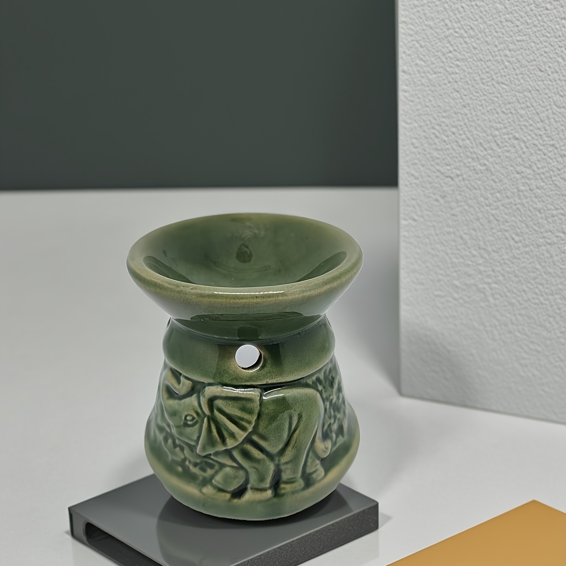 E-shop Vintage Handgefertigte Keramik Elefant Palast Stil Diffuser Ätherisches Öl Lampe Kerze Ätherisches Öl Schlafhilfe Indoor Handwerk Dekoration
