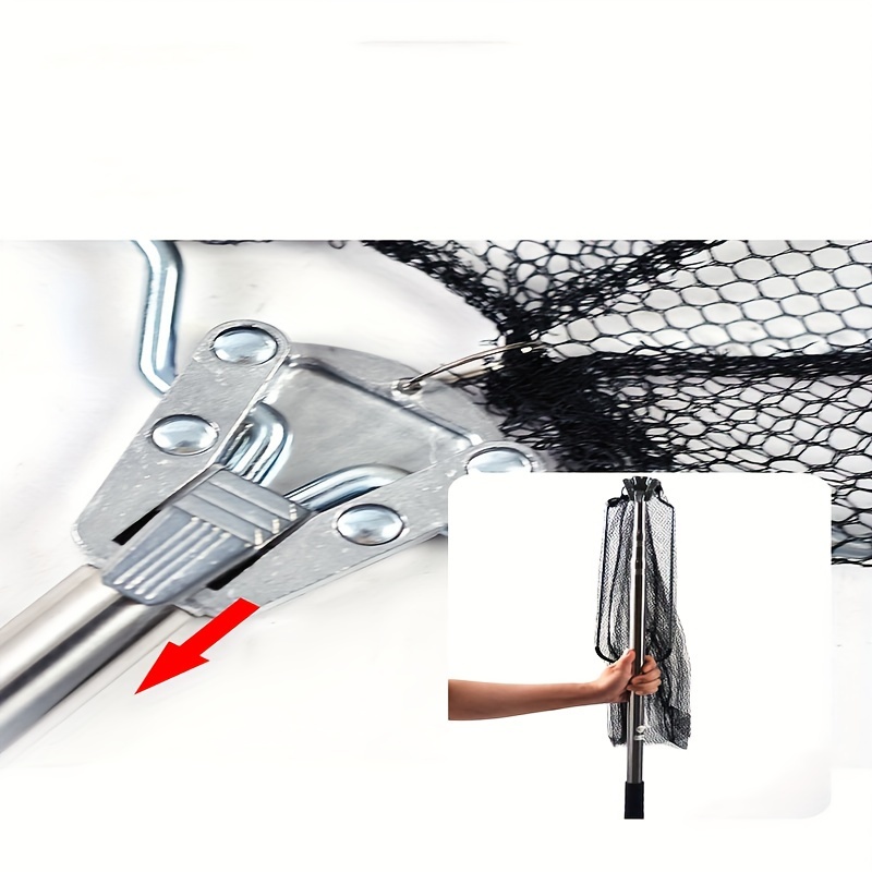 1pc Retractable Stainless Steel Landing Net, Foldable Fishing Net, Outdoor  Fishing Tool