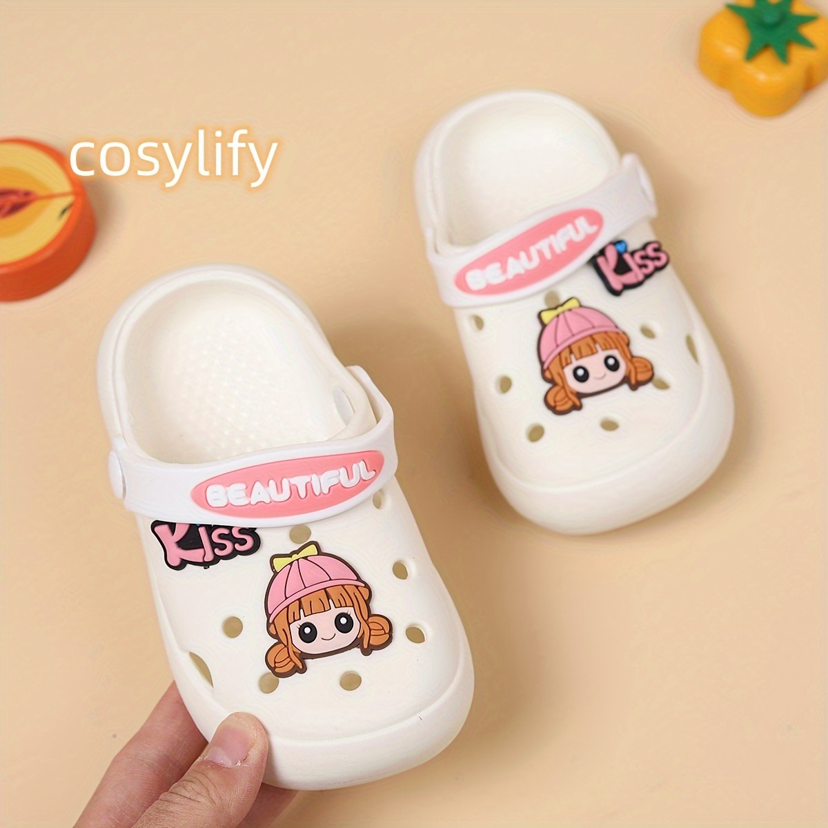 Toddler Girls Cartoon Slip-On Platform Clogs with Charms