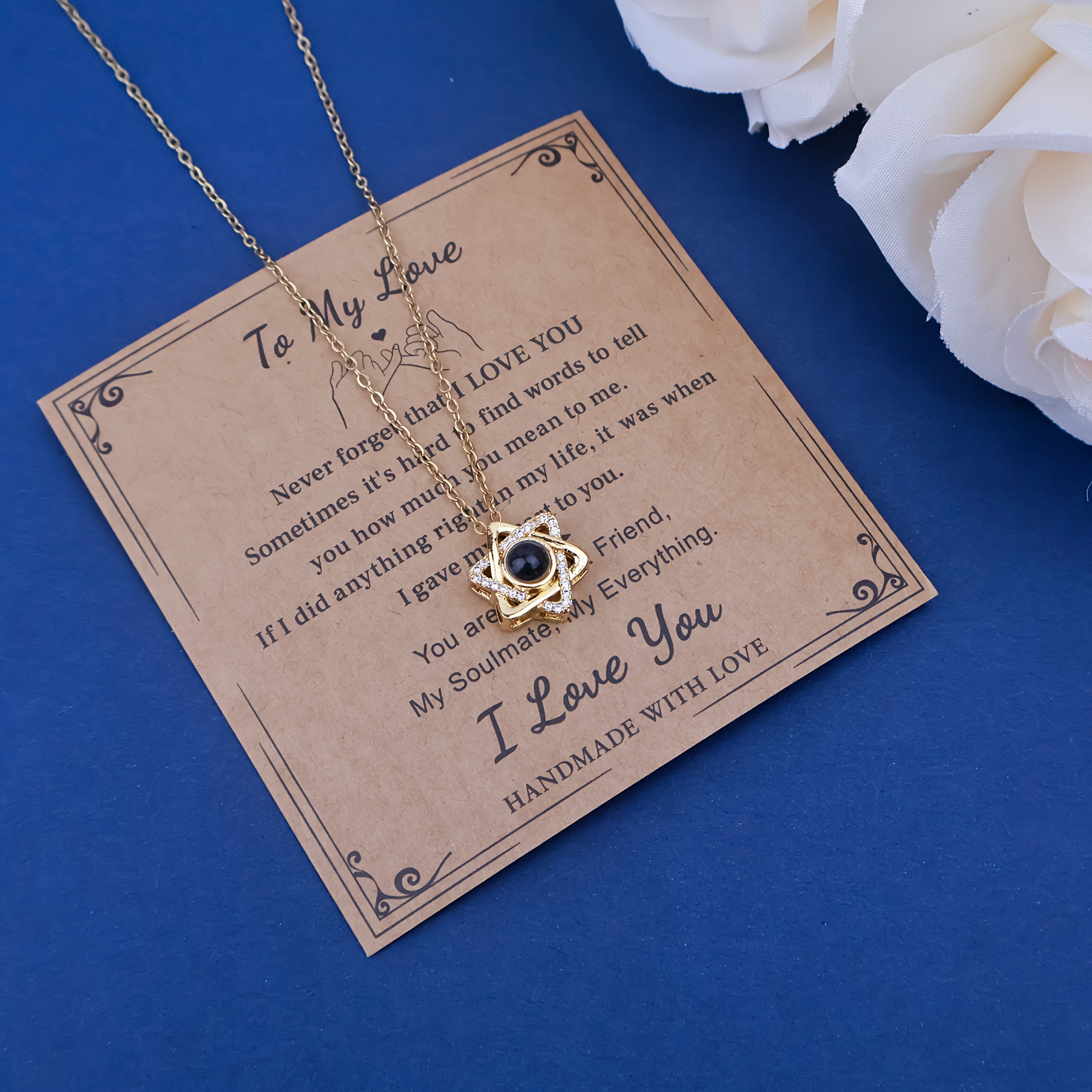 Custom Projection Necklace with Hexagonal Geometric Pendant