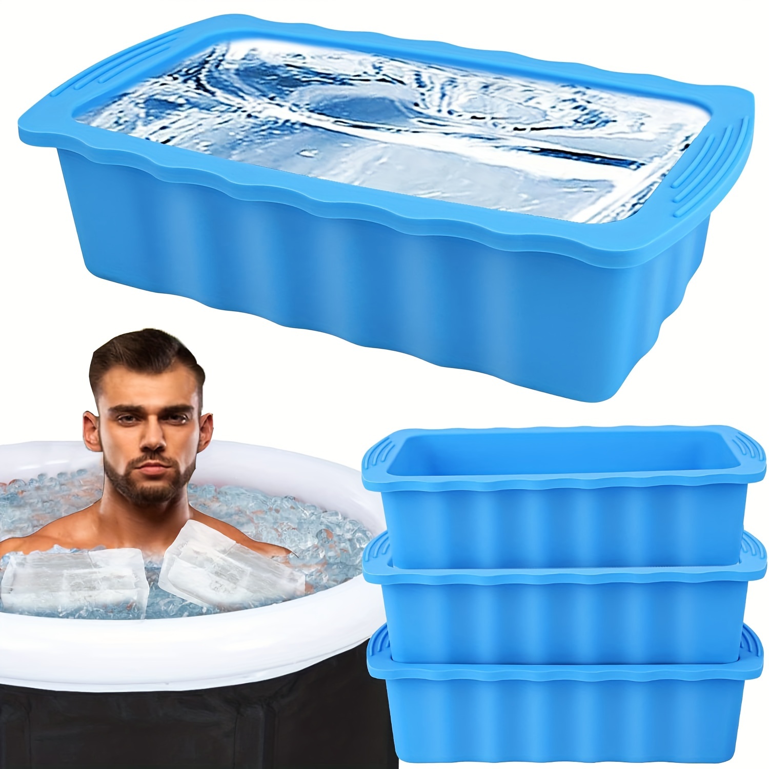  2pcs Extra Large Ice Block Tray, 8lbs Ice Maker Cube for Cold  Plunge Reusable Silicone Ice Freezer Block Maker Ice Bath Chiller for Ice  Bath Coolers Camping Fishing (Blue): Home 