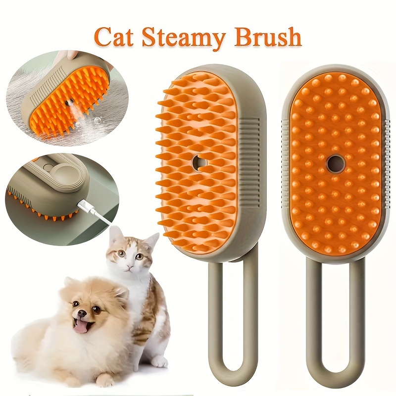  Cepillo de vapor para gatos, mejorado 3 en 1, cepillo eléctrico  autolimpiante para masaje, cepillo multifuncional para pelo de mascotas y gatos  para eliminar el cabello enredado y suelto, cepillo de 
