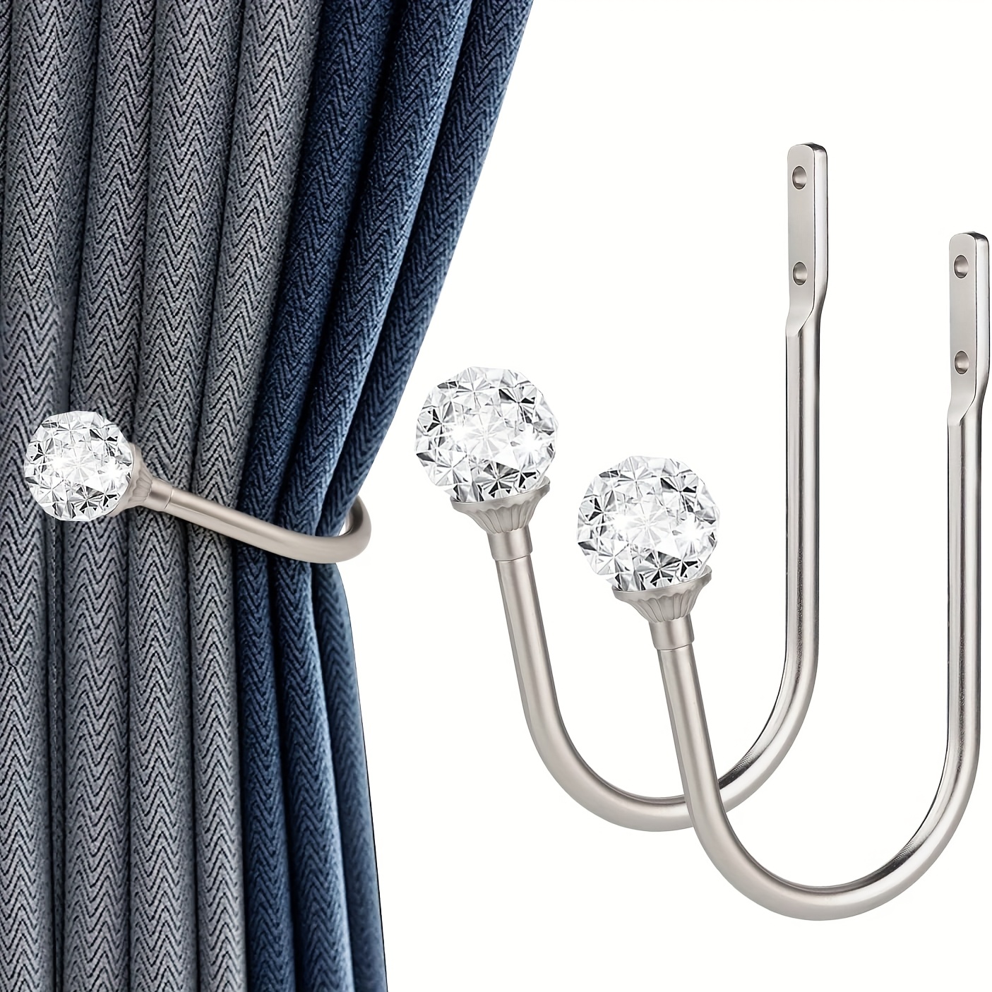 item picture 2 4pcs curtain holdbacks curtain tiebacks hooks for drapes with   ball wall mounted window curtain holder for home decor silver