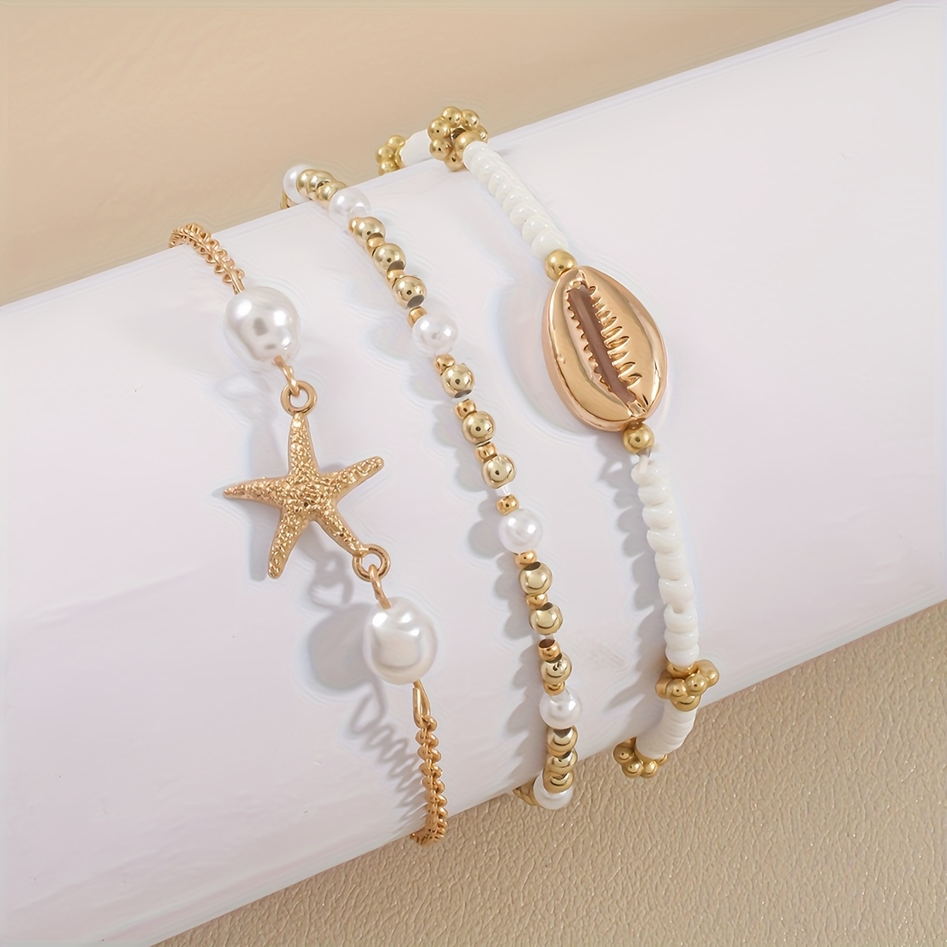 3pcs Bohemian Beaded Ankle Bracelets with Charms