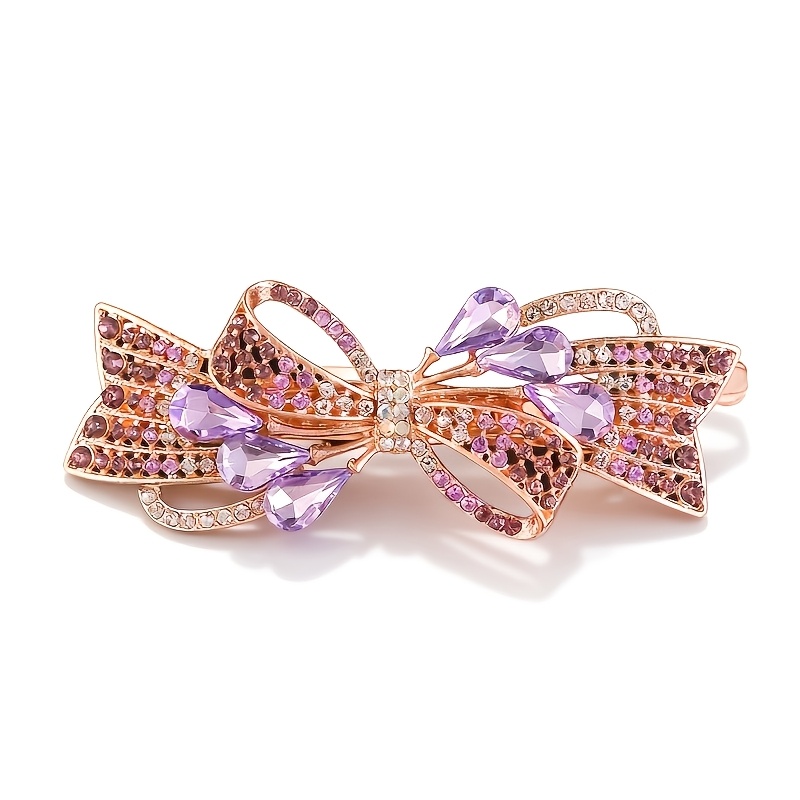 Image of Large Spring Clip Rhinestone Hairpin Ponytail Clip Headdress Hair Additions Horizontal Clip Hairpin Headwear