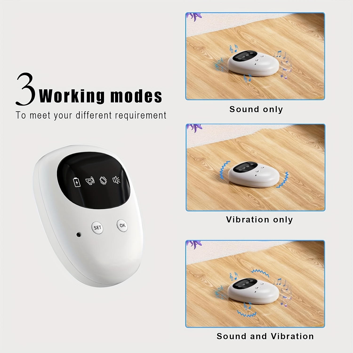 ANBBER Wireless Bed Wetting Alarm with USB-C Rechargeable, 3 Modes (Sound/Alarm/Vibration) - Nighttime Potty Training Device for, Bedwetting Solutions for &, Elderly & Monitor, Discreet Pee Alarm System - Image 7