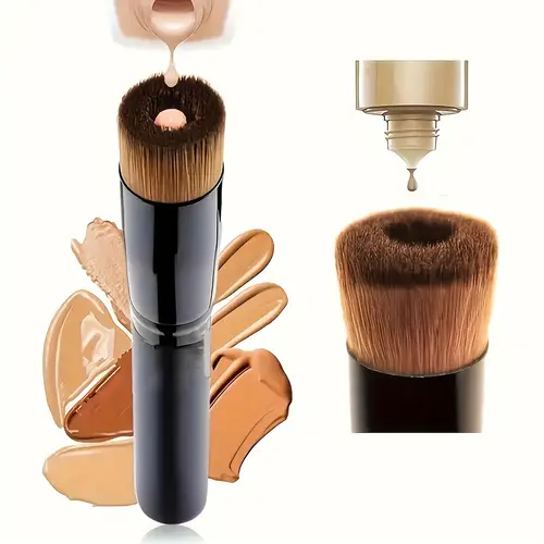 1pc professional angled kabuki makeup brush hypoallergenic soft nylon bristles wooden handle for seamless blending of powder foundations contouring highlighting all light beige types