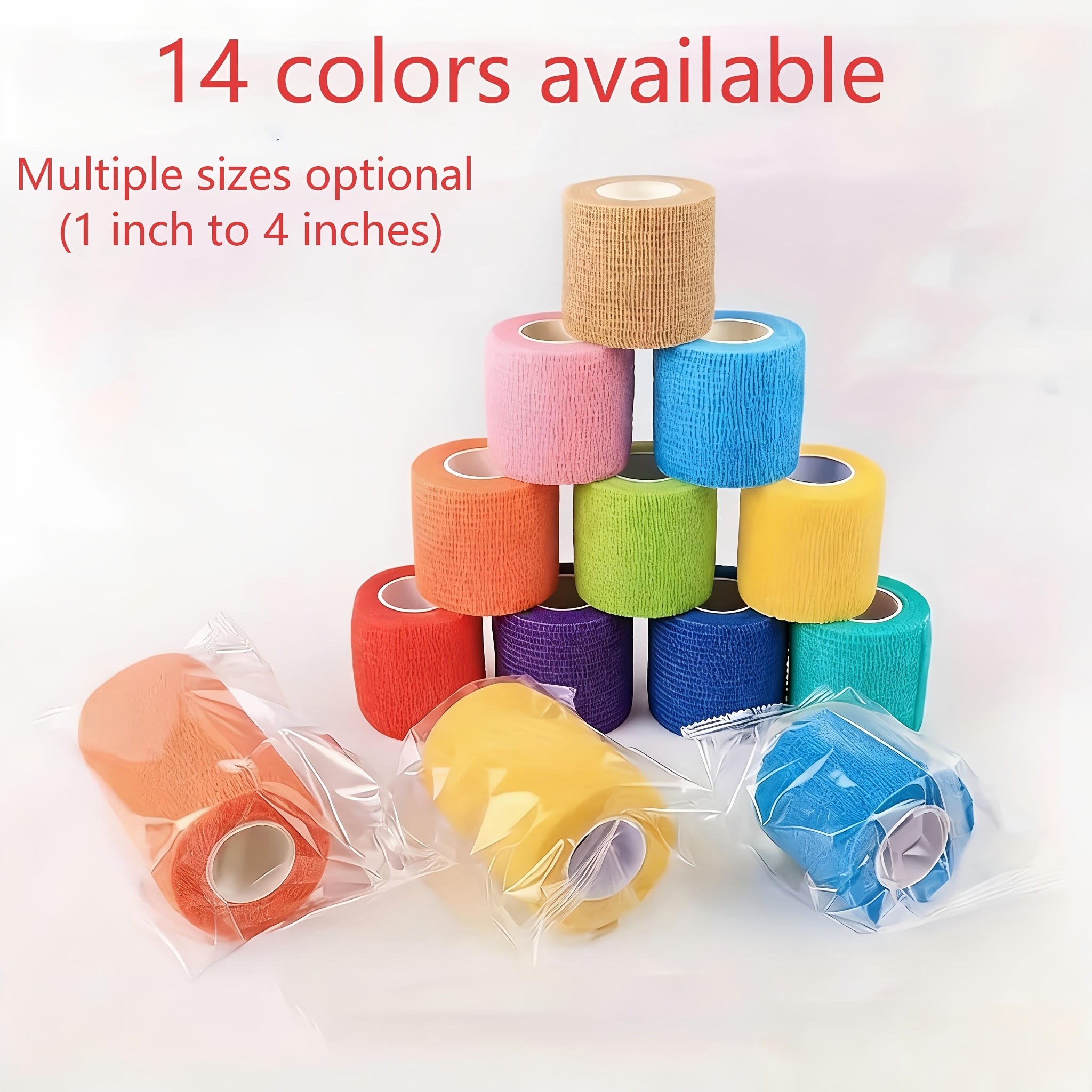 1 roll self   elastic bandage 14 colors 1 4 inch 2 5 10cm wide individually wrapped non woven and pet bandage for wrist ankle   daily and outdoor use