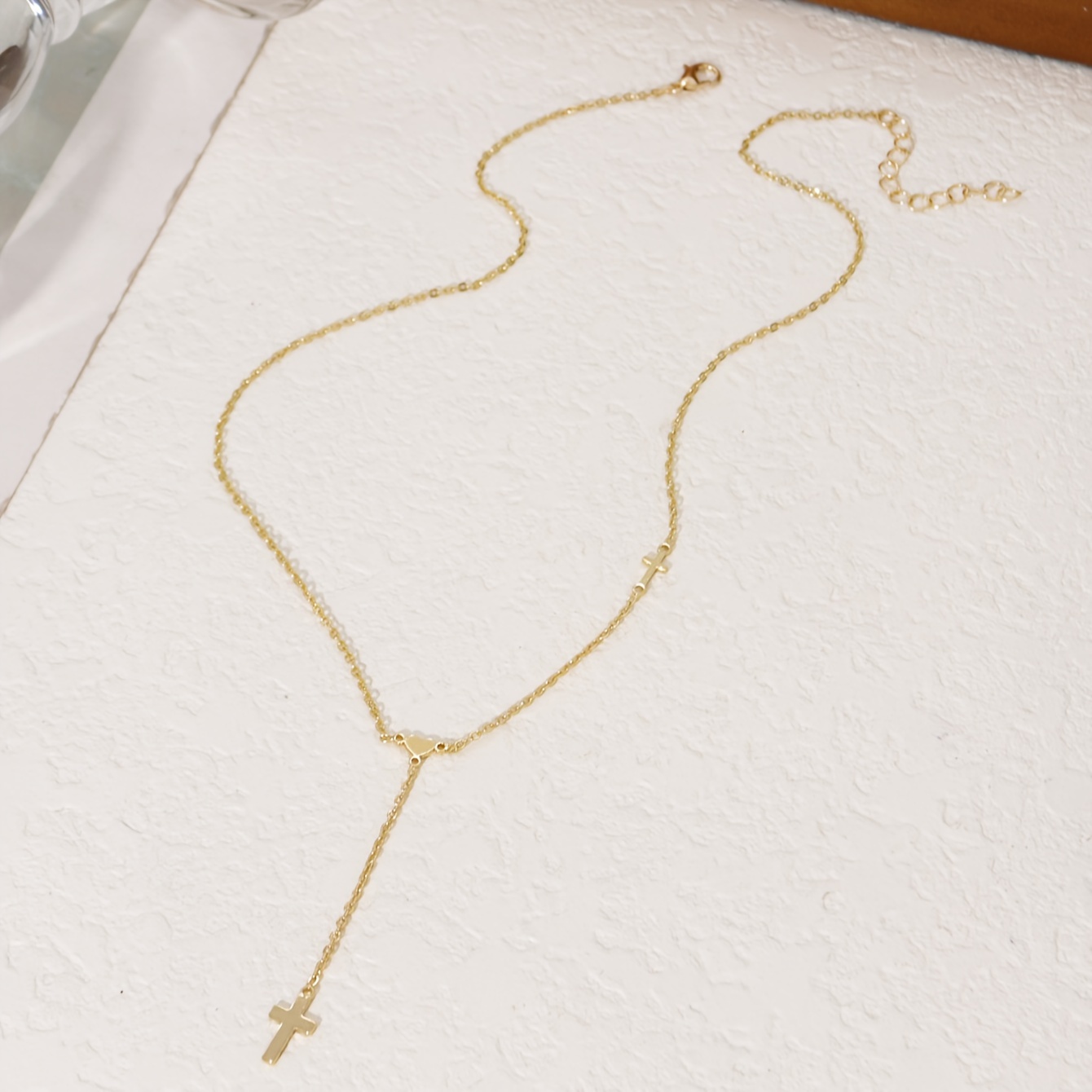 Image of 1pc Women's Fashion Y-chain, Minimalist Small Cross Pendant Necklace, Banquet Party Jewelry Accessory