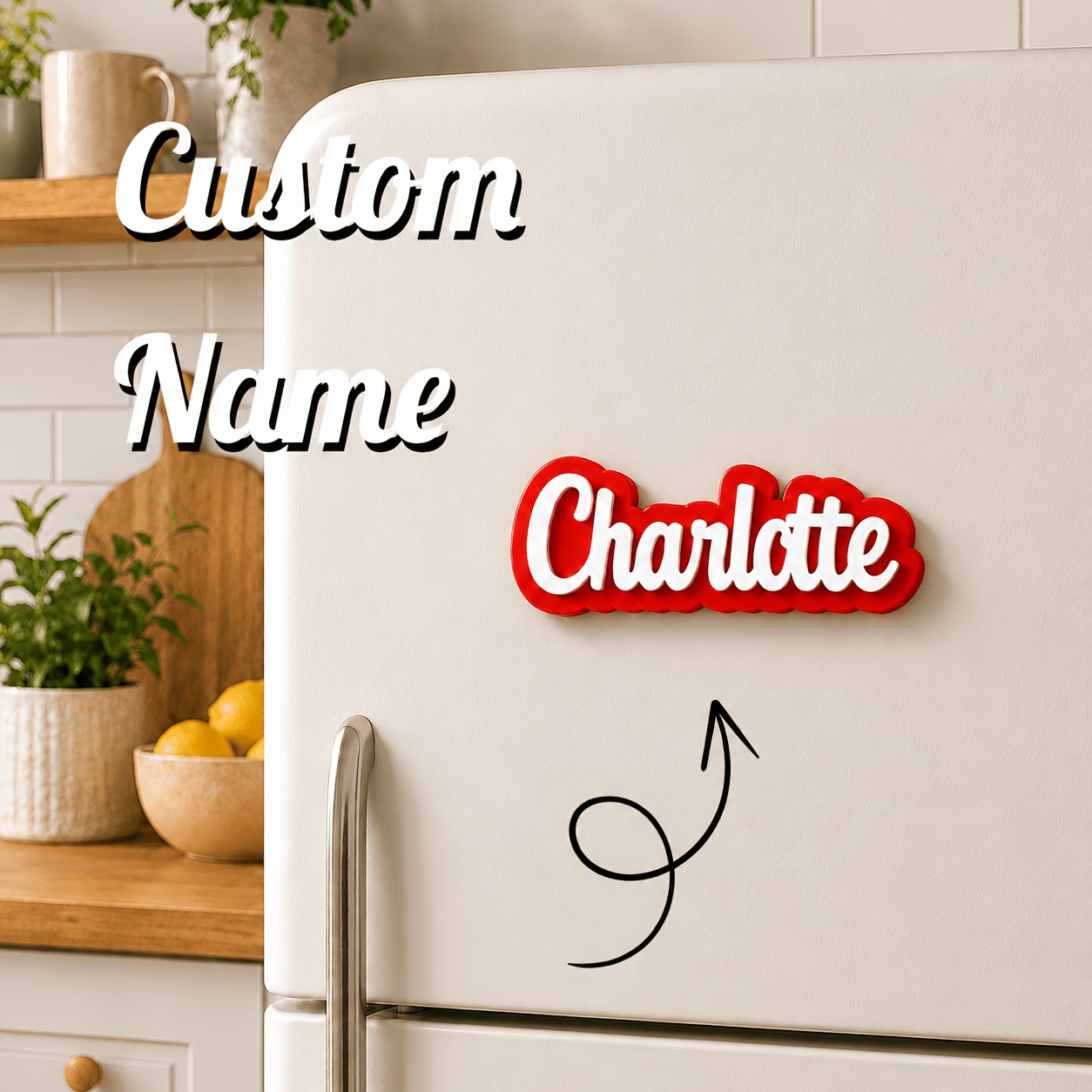 TEMU [custom] 4/3/2/1pc Personalized 3d Printed Texture Alphabet Refrigerator Magnets, Customizable Kitchen Magnets With Cute Designs, Perfect For