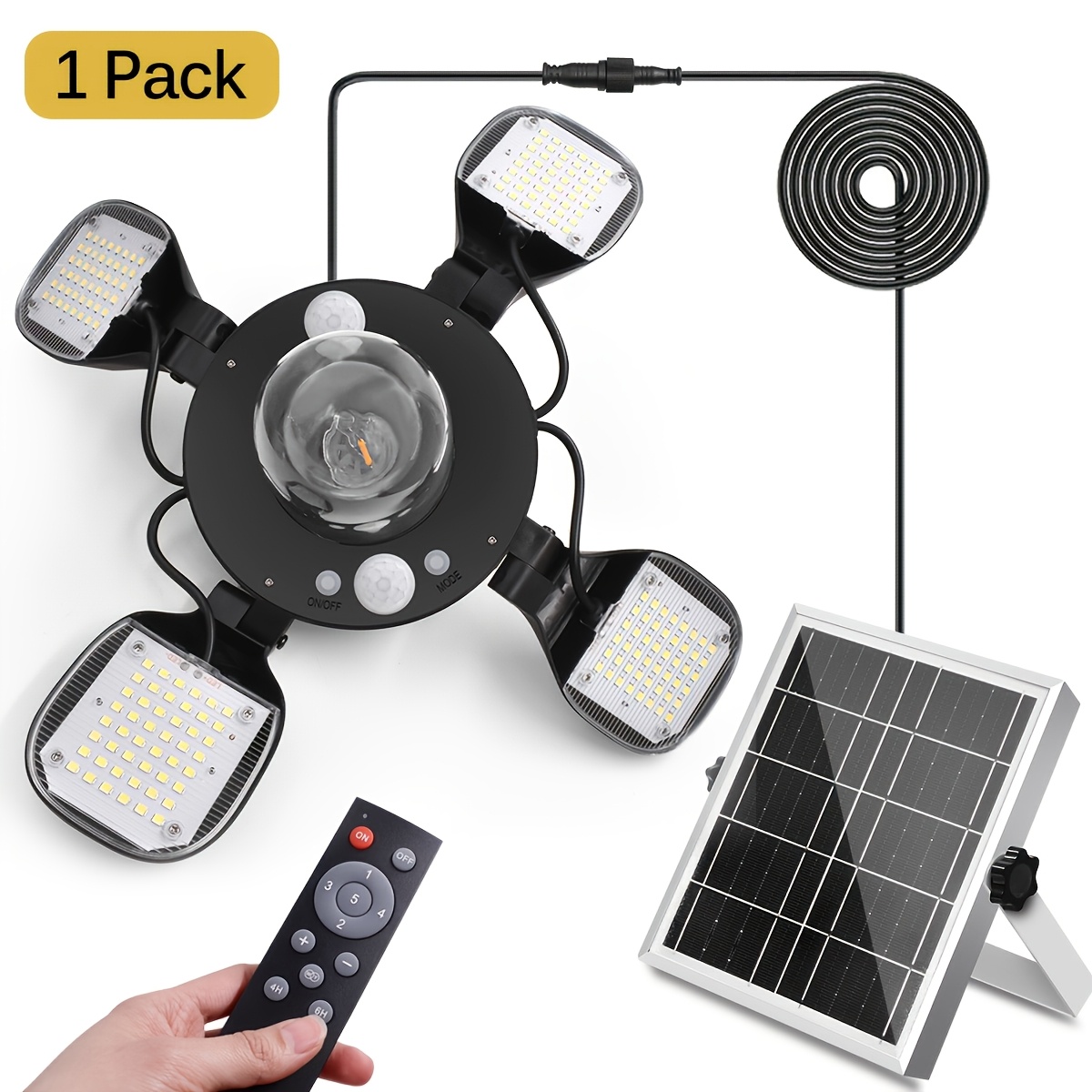 E-shop solarbetriebene Pendelleuchte 192 LEDs, Solar-Außenleuchte für Schuppen mit Bewegungssensor, 5 Beleuchtungsmodi, Innen-Arbeitsleuchte,