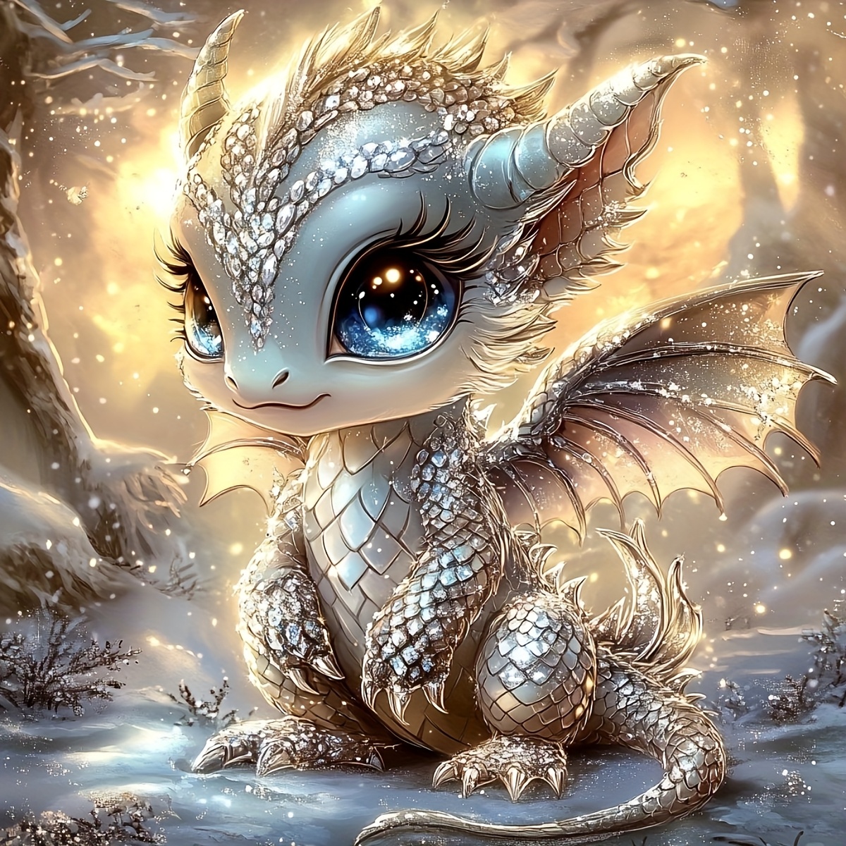 TEMU 1pc Frameless 5d Diamond Painting, Dragon, Full Painting, Square And Round Diamond Painting Kit, Office Wall Decoration Gift