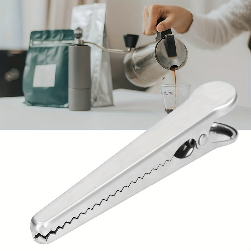 ergonomic food bag sealer clip   iron leak proof design for freshness preservation ideal for coffee tea snack bags home office organization details 4