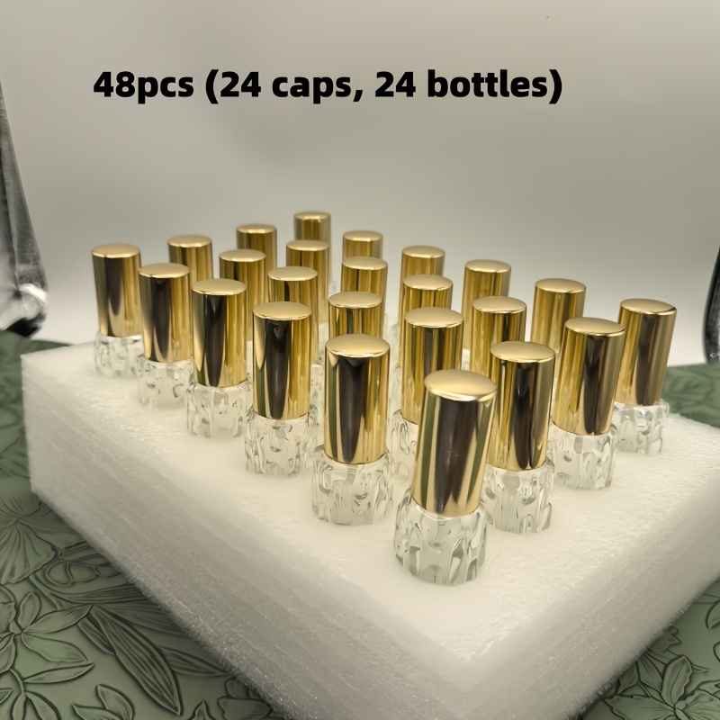 Image of 48pcs (24 Lids, 24 Bottles) 10ml Empty Refillable Perfume Spray Bottles. Fine Mist Perfume Spray Bottles, Easy To Carry, Suitable For Travel Spray Bottles. Perfume Relaxing Lotion Storage Containers