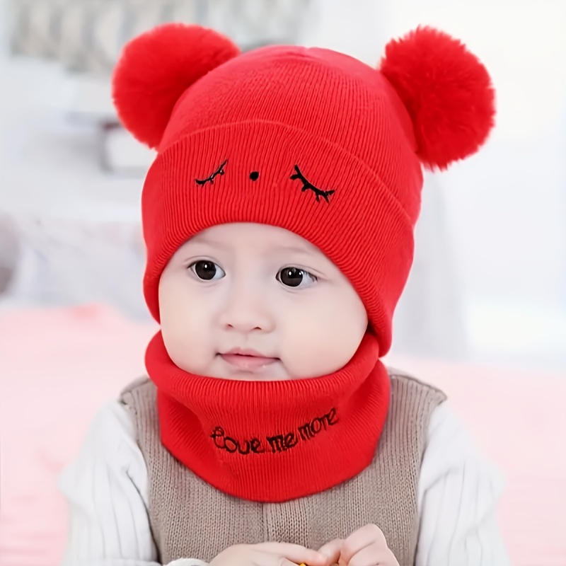Comfortable 2pcs Baby Hat And Scarf Set For Boys And Girls, Suitable For Infants Aged 3-15 Months