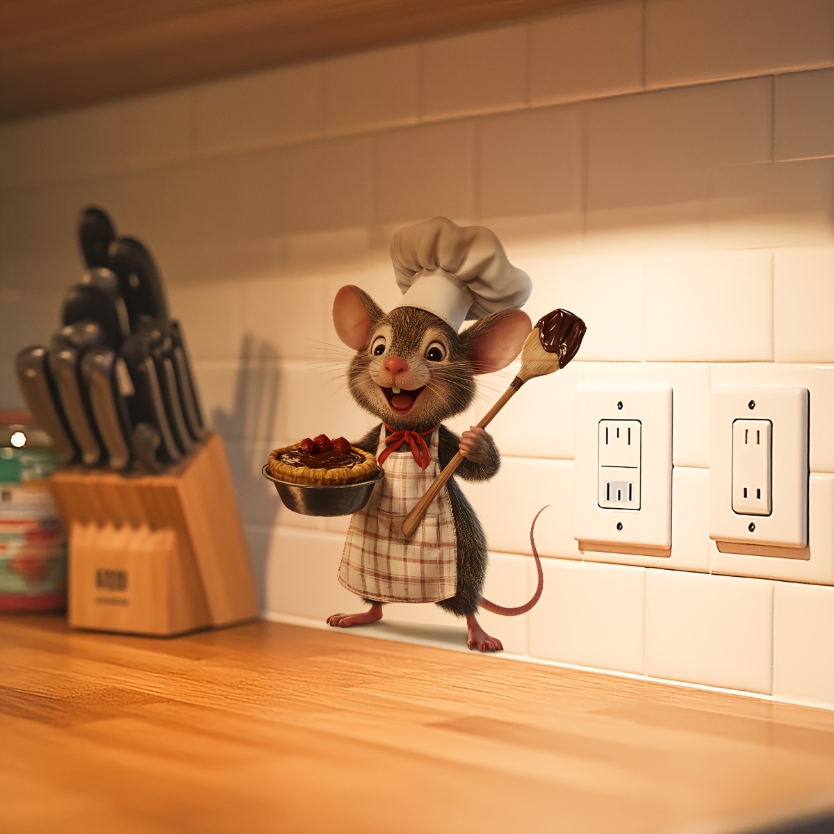 Cute Little Mouse Cooking Wall Stickers Self-adhesive For Bedroom Living Room Kitchen And Dining Room Area Decoration Stickers