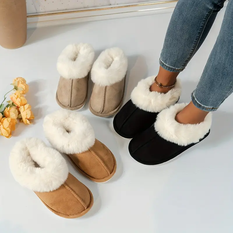 Women's Winter Fluffy Snow Boots Cozy Warm Slip Fleece Lined - Temu