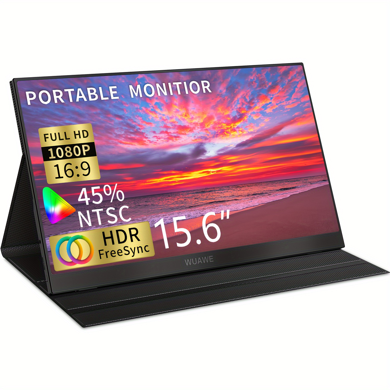 

15.6 Inch Portable Monitor For Laptop, 1080p 72 Ntsc 100 Srgb Usb C Travel External Second Computer Screen With Hdr