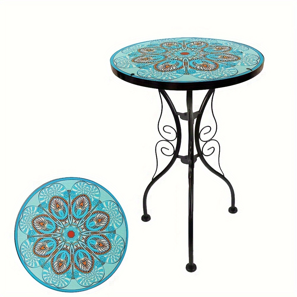 14-inch Desktop Stained Glass Coffee Table, Balcony Side Table, Patio End Table, Home Decor