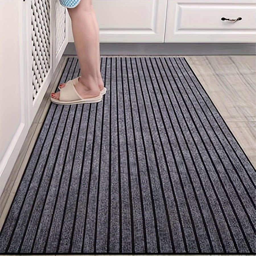 

Gray Striped Household Mat, Anti-slip, Dustproof, Stain Resistant, Indoor/kitchen/bedroom Use, Cut-to-size Options (40"x60", 50"x80", 45"", 55""), Mat For Living Room