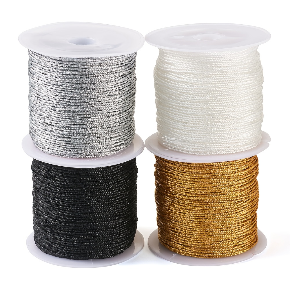 TEMU 4 Rouleaux de Cordon Rond, pour la Fabrication de Bijoux, Couleurs Mélangées, 0.8Mm, 27.34 Yards (25M) par Rouleau, Fil à Perles pour Enfiler ,