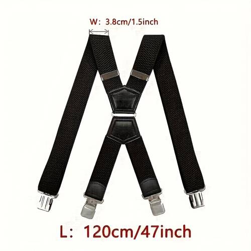 mens heavy duty sports suspenders with x secure metal clips adjustable leather straps high for active wear work casual use not for formal wedding attire work accessories durable suspenders