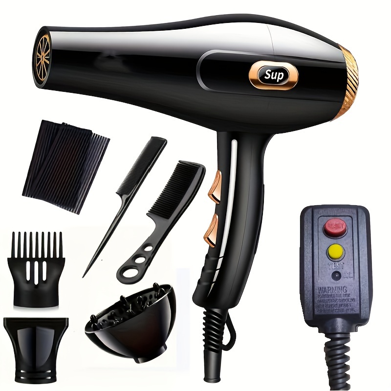 

Salon Hair Dryer With Blue Light Ionic Care, Quick Dry High-power Hair Blow Dryer For Men And Women, Includes Attachments & Accessories, Perfect For Home & Travel Use